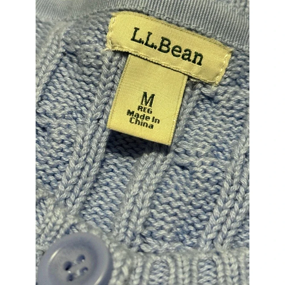 L.L. Bean pastel blue cable knit cardigan